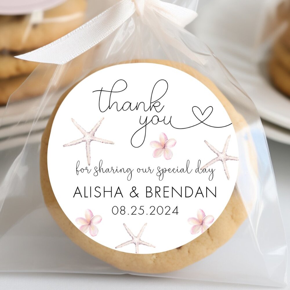 Personalized Beach Wedding Stickers, Seashell Starfish Wedding Stickers Tags